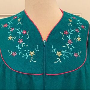 Adonna Teal Robe with Floral Embroidery